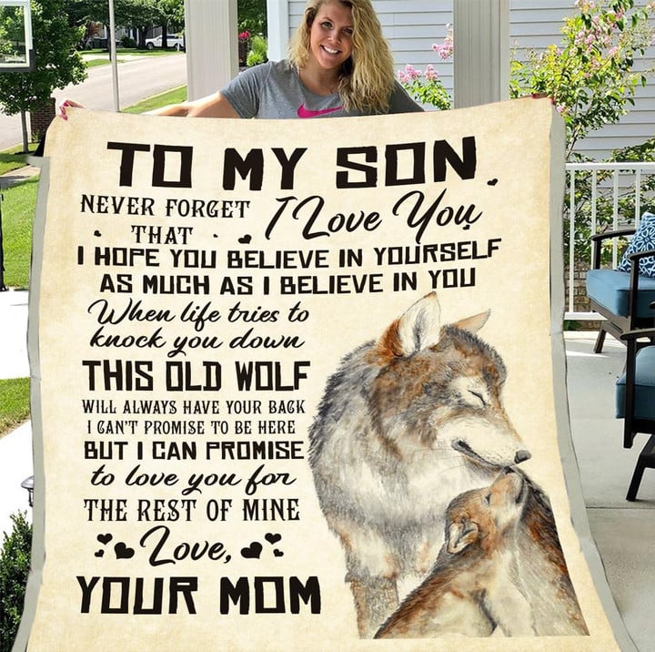 To My Son Blanket Never Forget That Letter Blanket From Mom Wolf Fleece Blanket
