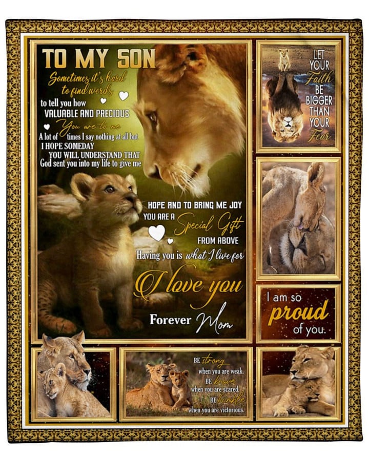 To My Son Sometimes It's Hard To Find Words Lion Fleece Blanket