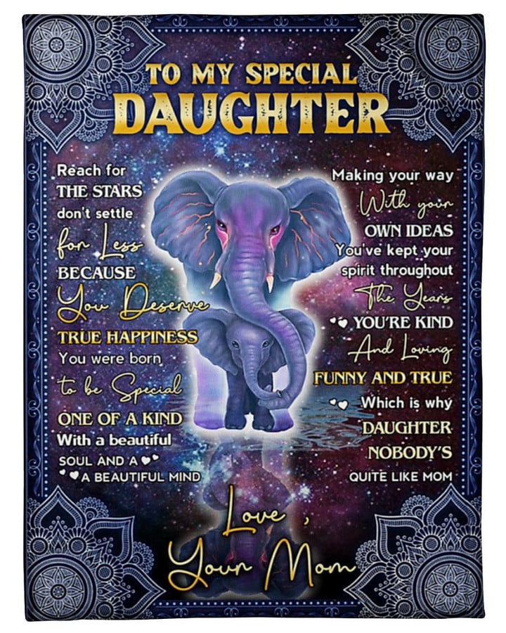 To My Special Daughter Elephant Fleece Blanket