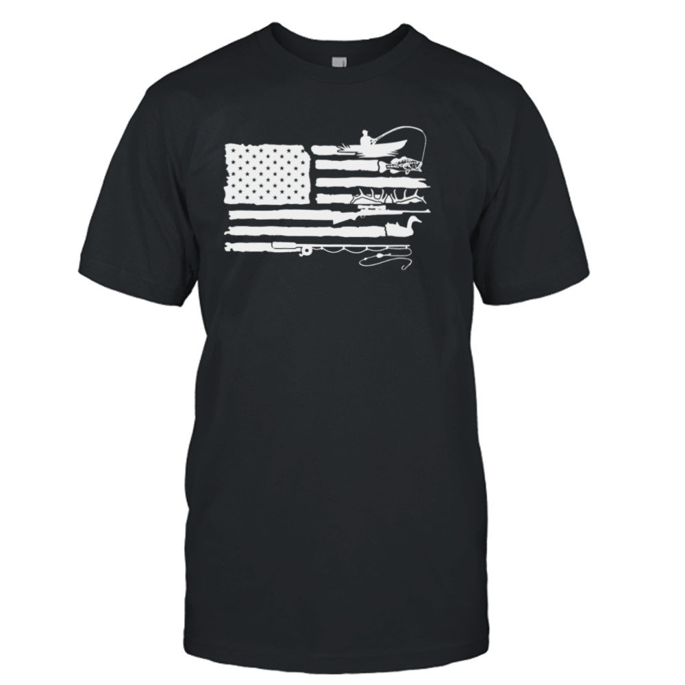 Fishing and Hunting American Flag shirt