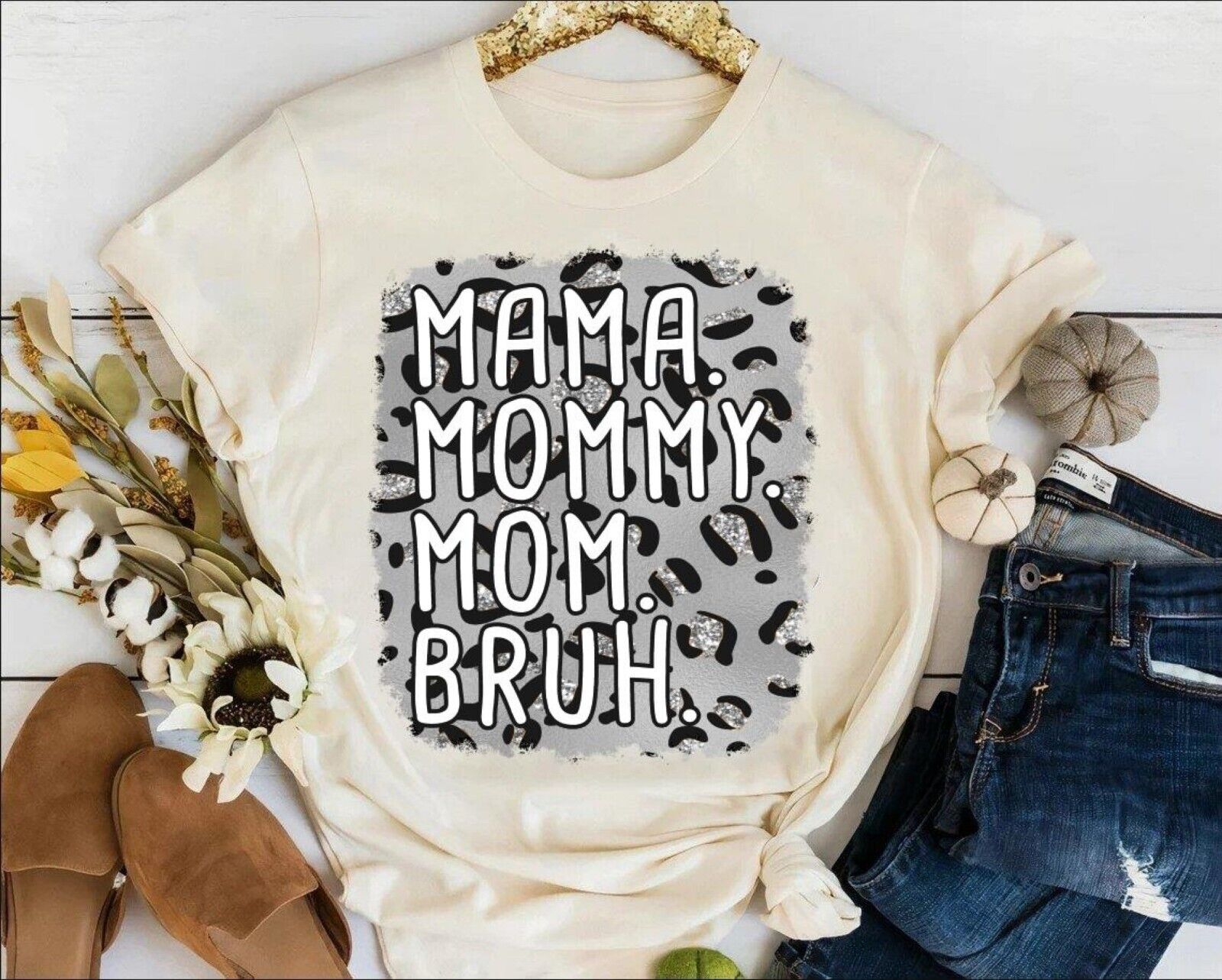 Mama Mommy Mom Bruh Shirt Mother's Day Tee Leopard Bleach Tshirt