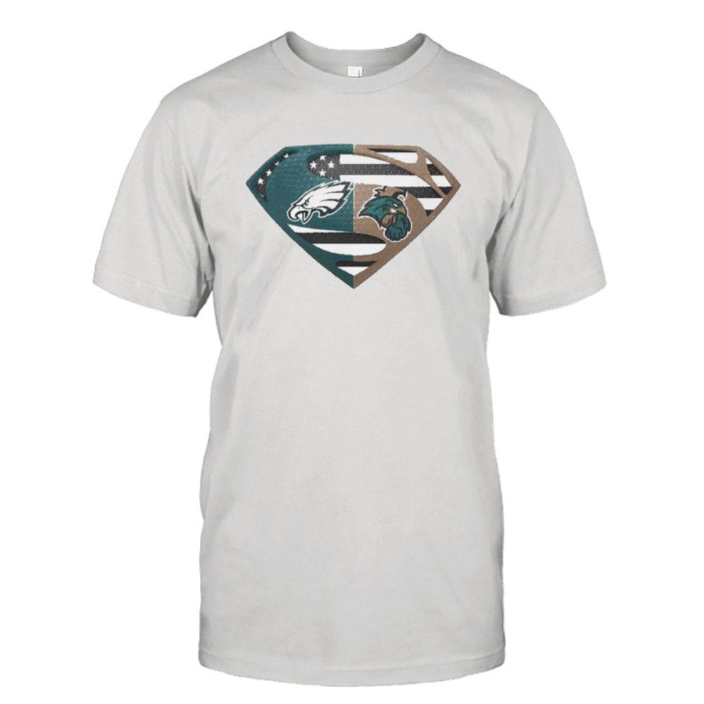 Original Philadelphia Eagles Coastal Carolina Chanticleers Superman Logo Us Flag Shirt