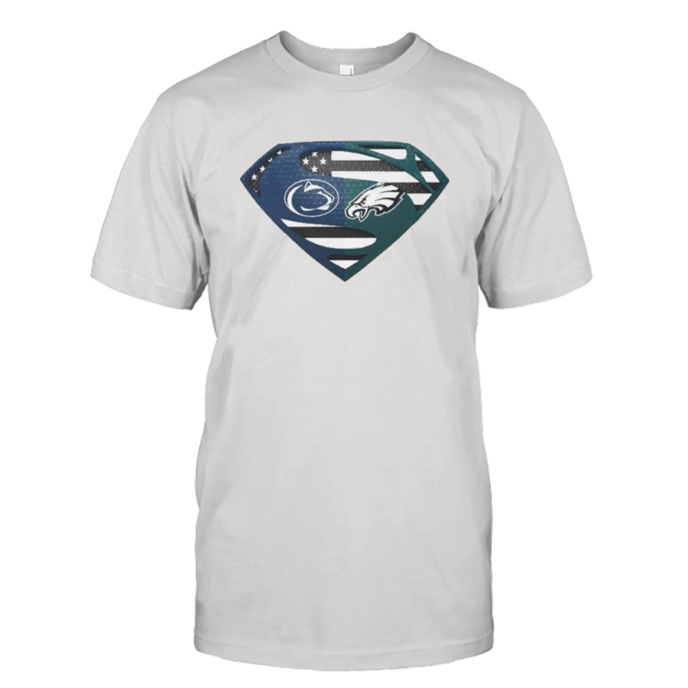 Original Philadelphia Eagles Penn State Nittany Lions Superman Logo Us Flag Shirt