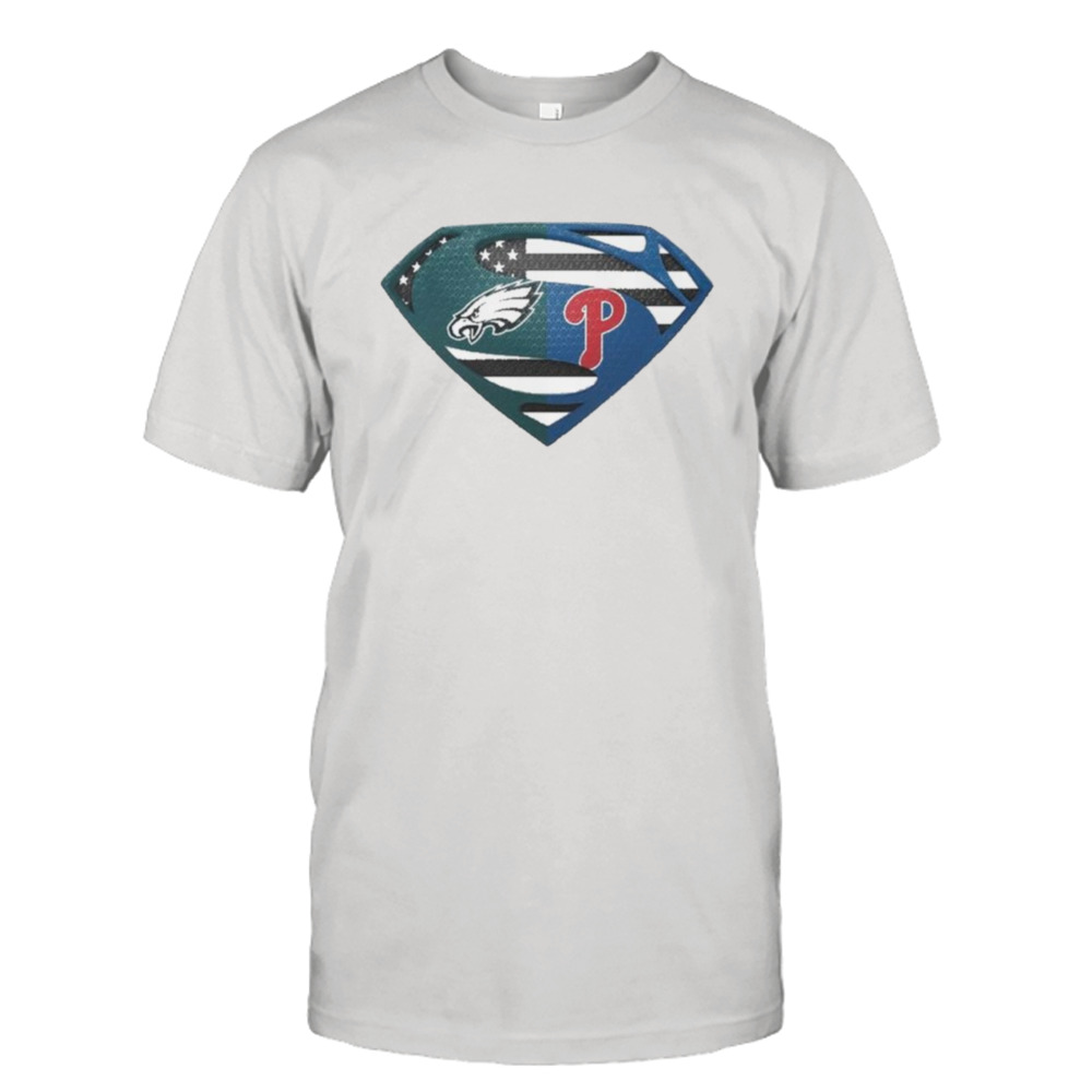 Original Philadelphia Eagles Phillies Superman Logo Us Flag Shirt