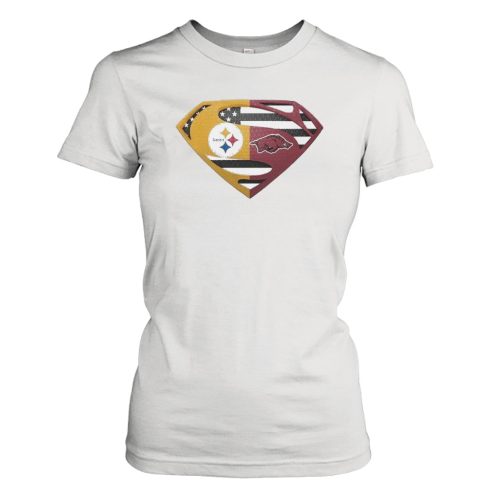 Dallas Cowboys arKansas razorbacks superman logo us flag T-shirt