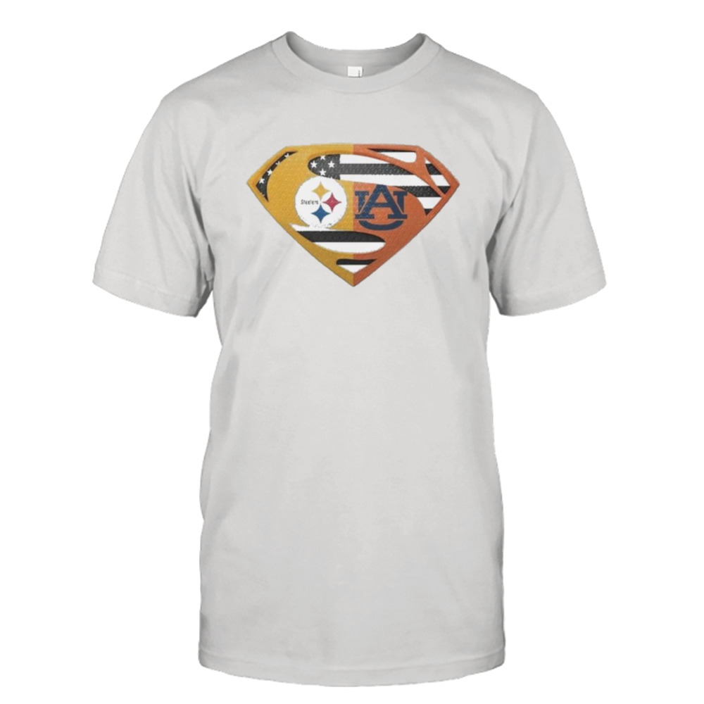 Original Pittsburgh Steelers Auburn Cleveland Tigers Superman Logo Us Flag Shirt