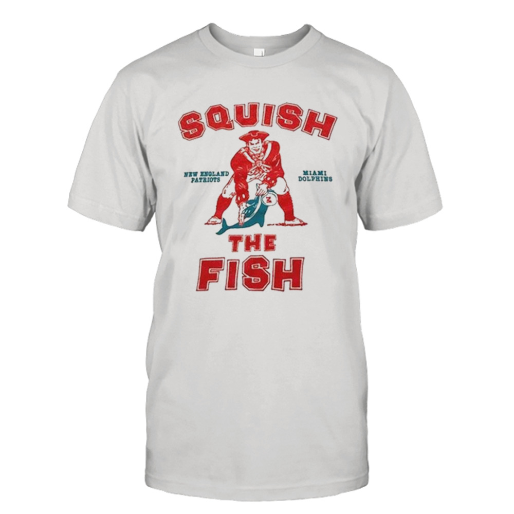 Vintage Patriots And Dolphins Squish The Fish Ringer Shirt