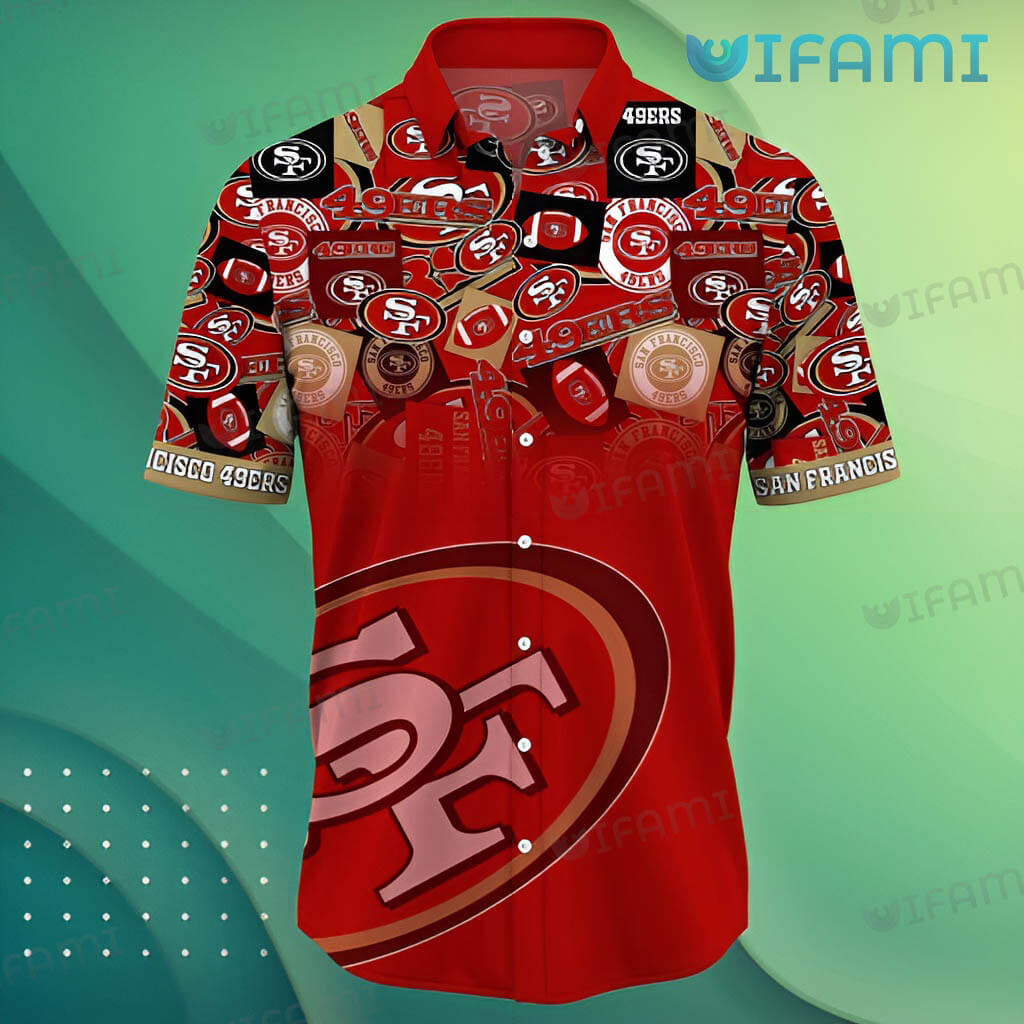 49ers Button Up Shirt Red And Black 49ers Hawaii Shirt Gift For