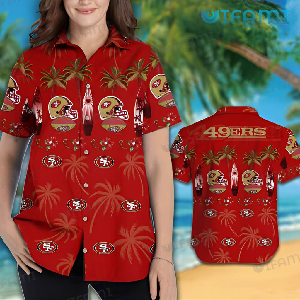 49ers Aloha Shirt White And Black Gift San Francisco 49ers Hawaii