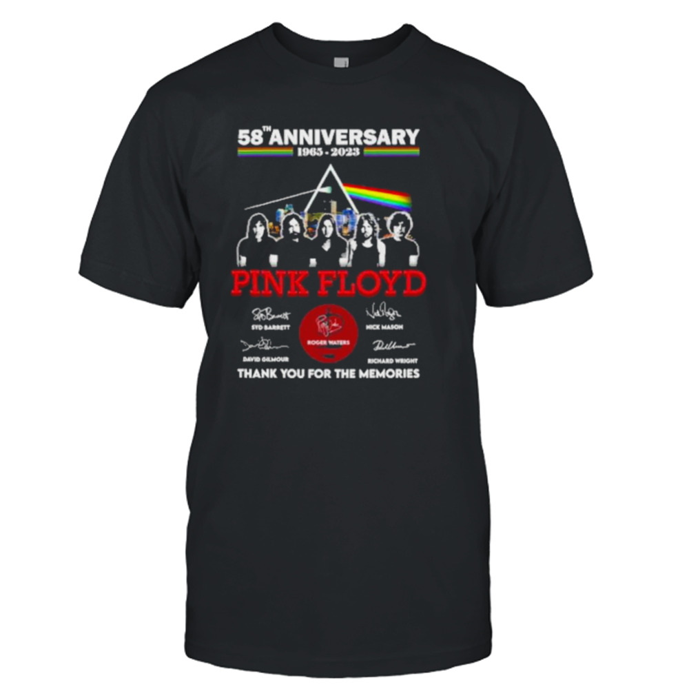 58th anniversary 1965 – 2023 Pink Floyd band thank you for the memories signatures retro shirt