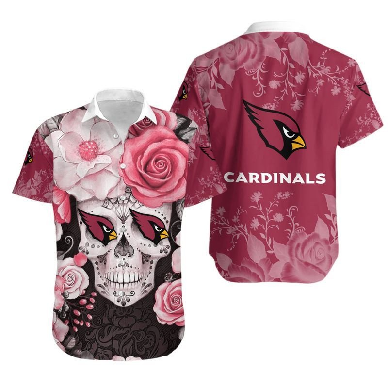Arizona Cardinals Skull Nfl Hawaiian Shirt For Fans-1