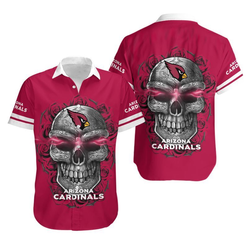 Arizona Cardinals Sugar Skull Nfl Hawaiian Shirt For Fans-1