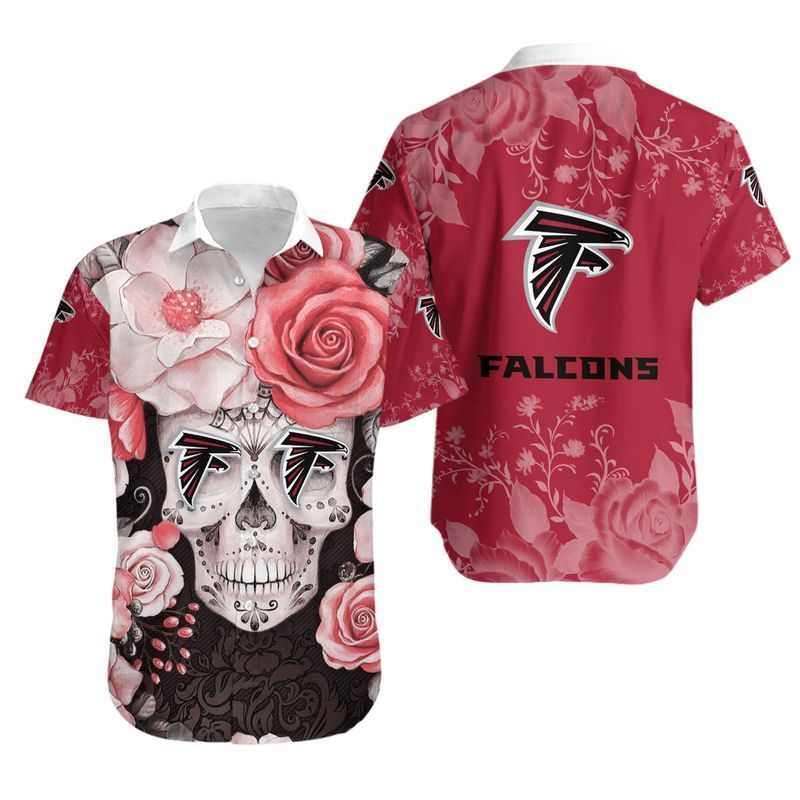 Atlanta Falcons Skull Nfl Hawaiian Shirt For Fans-1