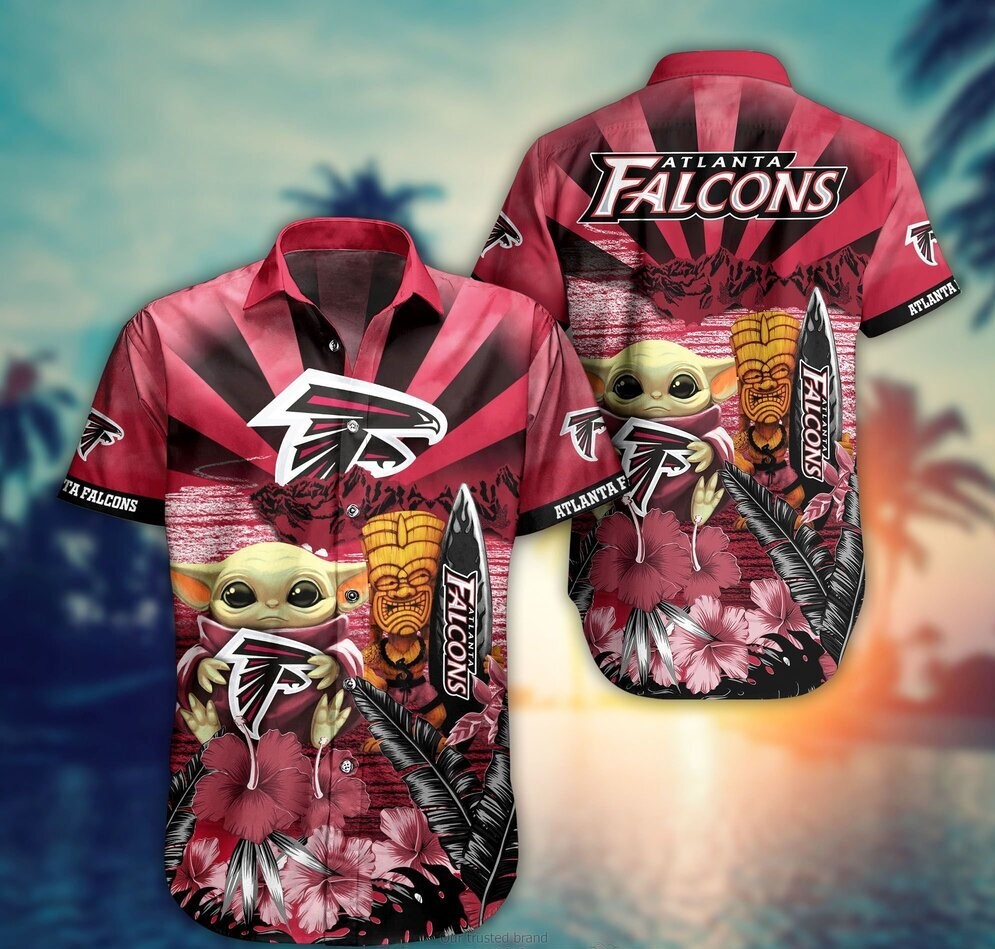 Baby Yoda Atlanta Falcons Nfl Hawaiian Shirt And Shorts For Fans-1