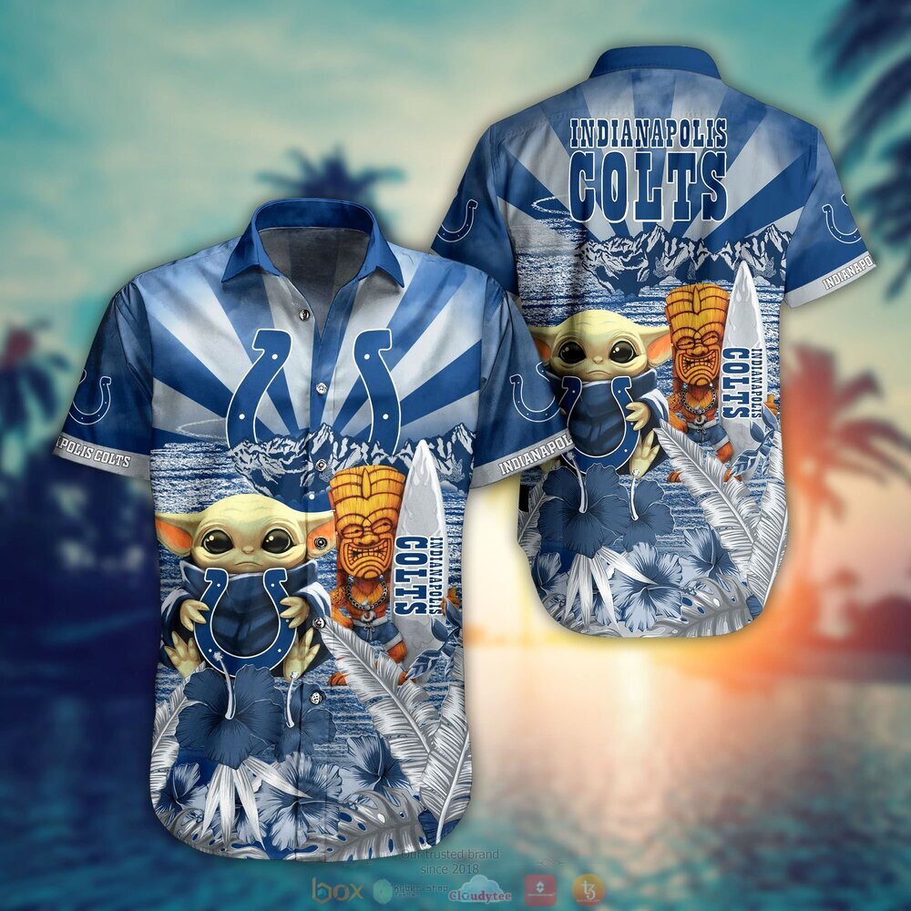 Baby Yoda Indianapolis Colts Nfl Hawaiian Shirt And Shorts For Fans-1