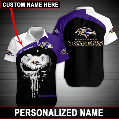Baltimore Ravens Punisher Skull Customized Hawaiian Shirt For Fans-1