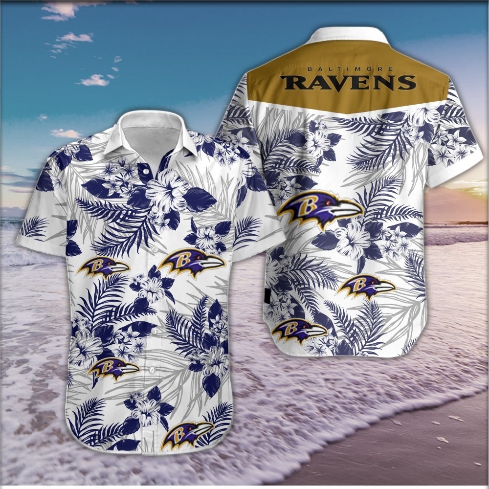 Baltimore Ravens Tropical Flower Hawaiian Shirt For Fans-1