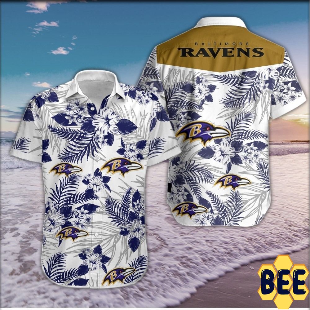 Baltimore Ravens Tropical Flower Trending Hawaiian Shirt-1