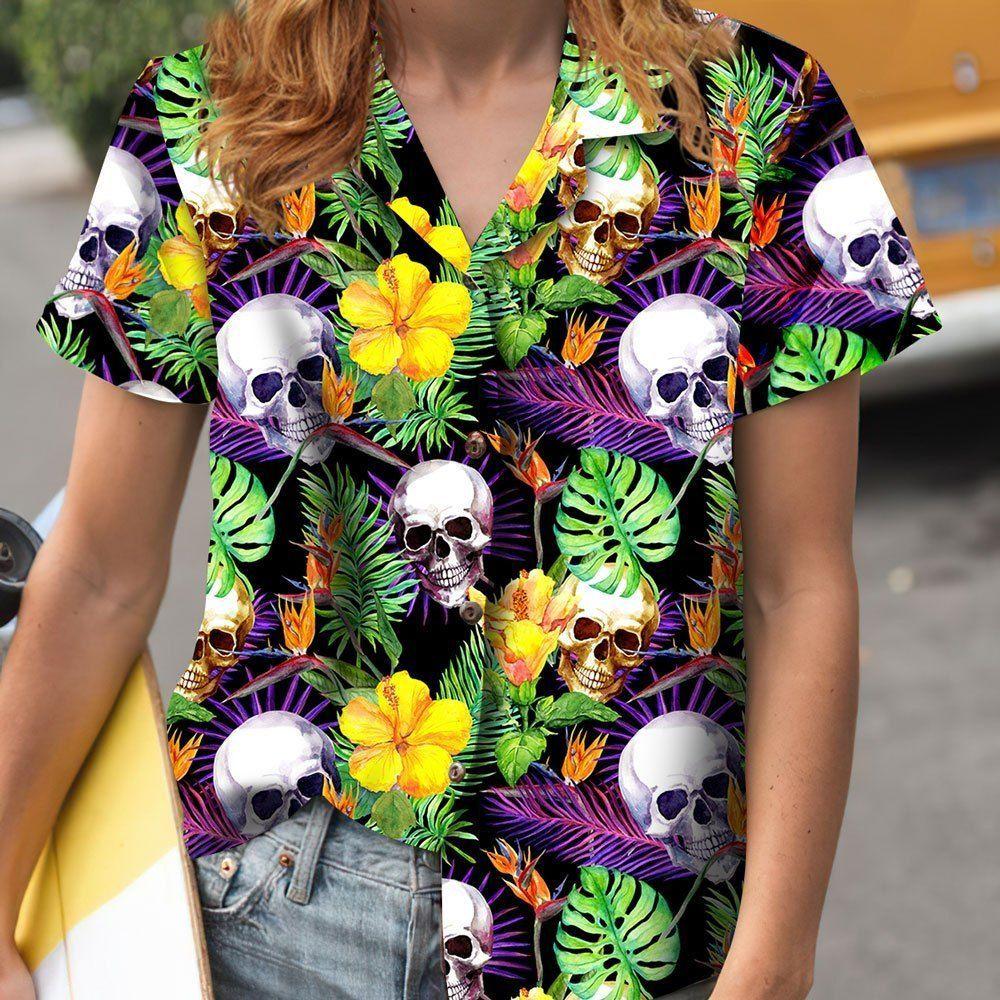 Beach Shirt Buy Skull Purple Tropical Hawaiian Shirt