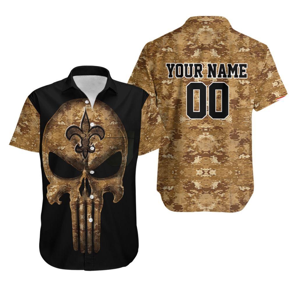 Beach Shirt Camouflage Skull New Orleans Saints American Flag 3d Personalized Hawaiian Shirt