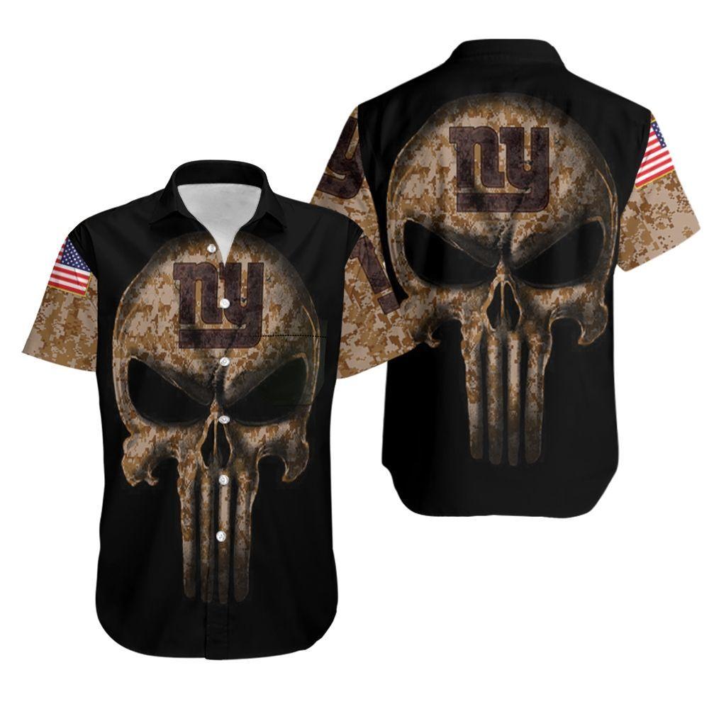 Beach Shirt Camouflage Skull New York Giants American Flag Hawaiian Shirt