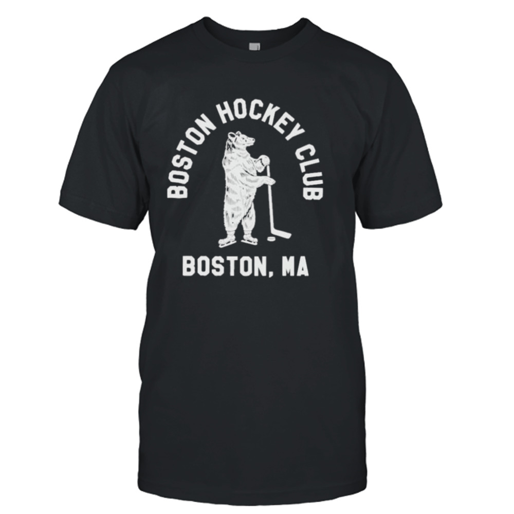 Charlie wearing boston hockey club boston ma shirt