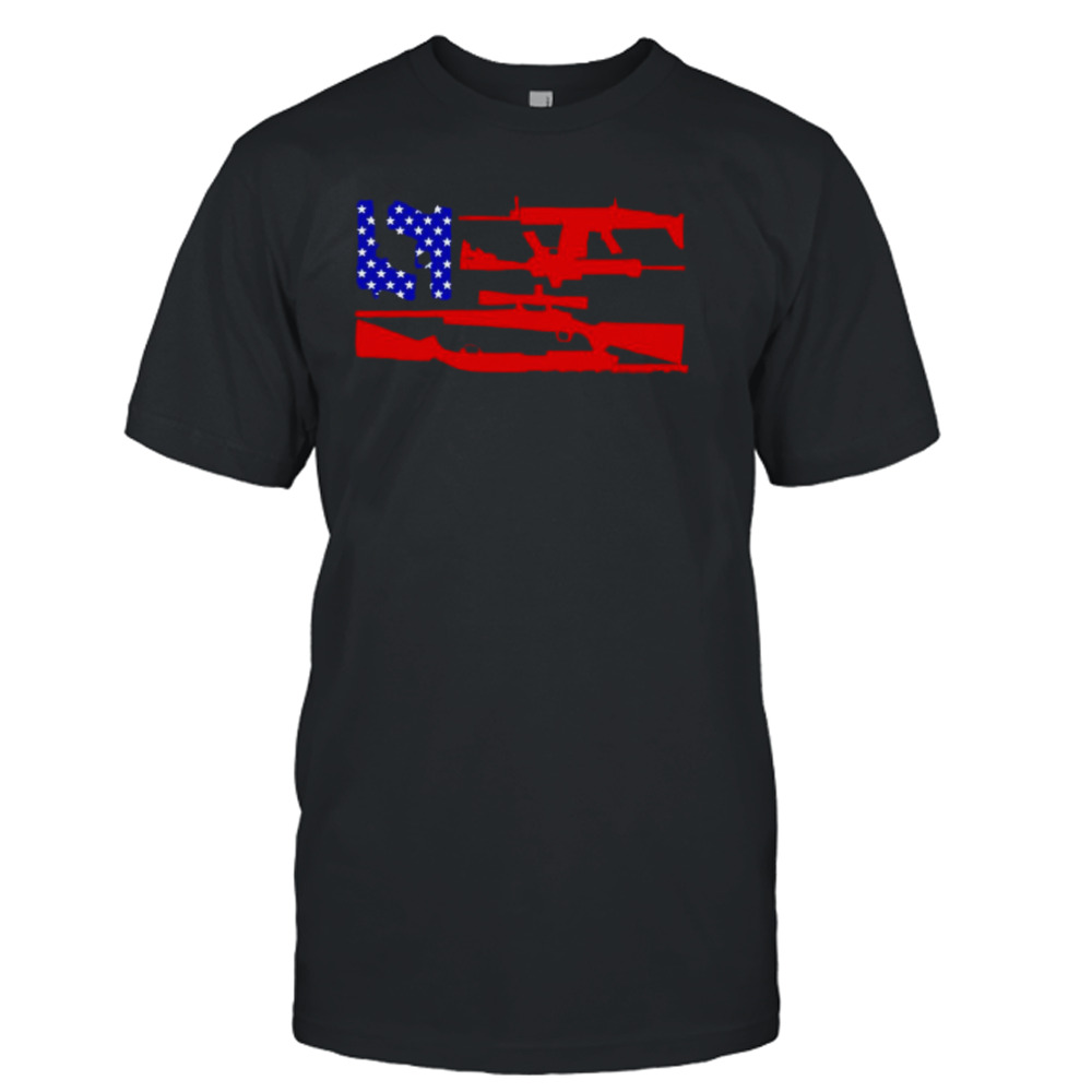 Guns and 69 USA flag shirt