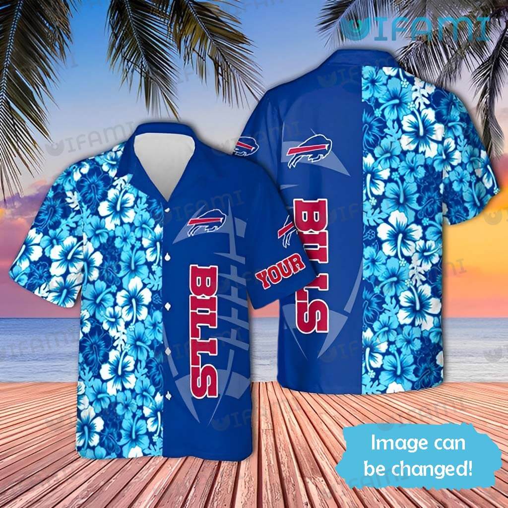 Buffalo Bills Hawaiian Shirt Football Blue Hibiscus Pattern