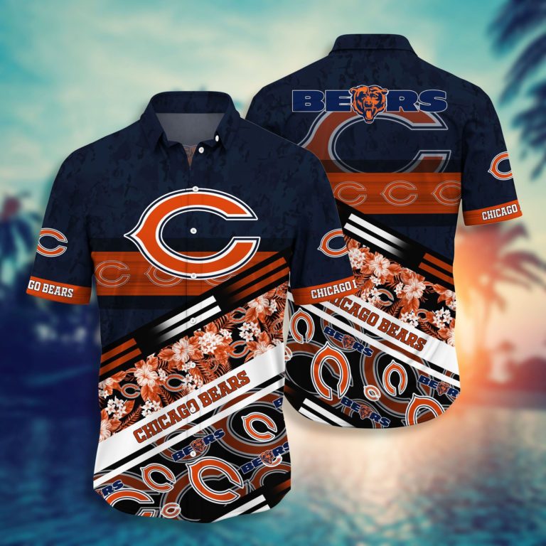 Short 3: NFL Chicago Bears Hawaiian Shirt, Short Style - Trendy Aloha