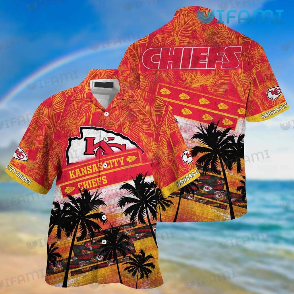 Kansas City Chiefs Button-Down Shirts Hawaiian Beach Shirts Casual