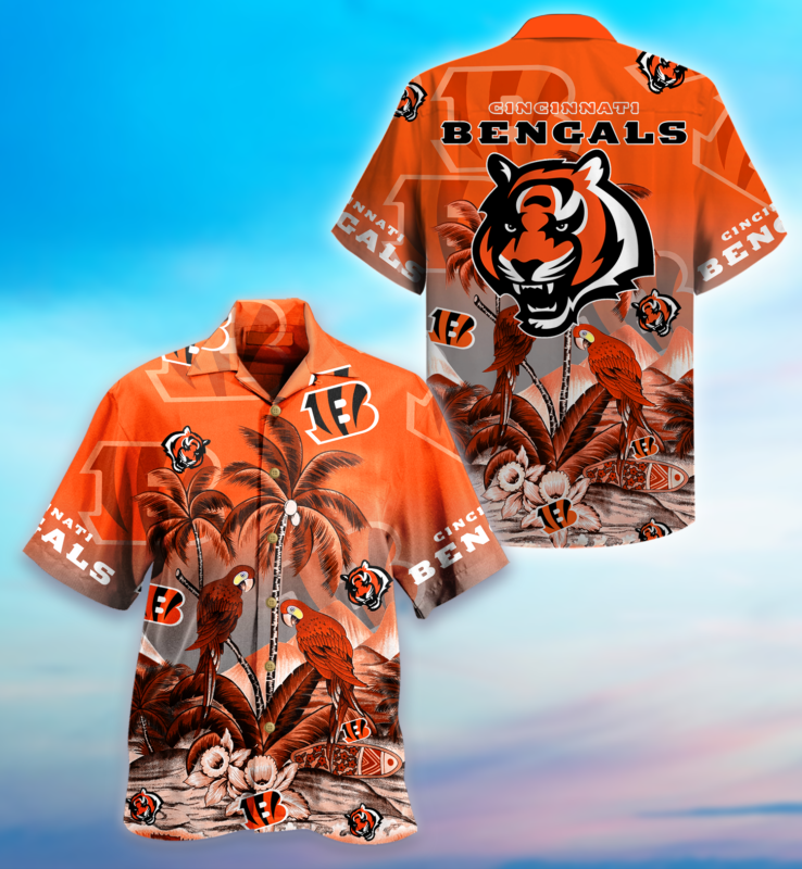 Cincinnati Bengals Parrots Hawaiian Shirt Short For Fans-1