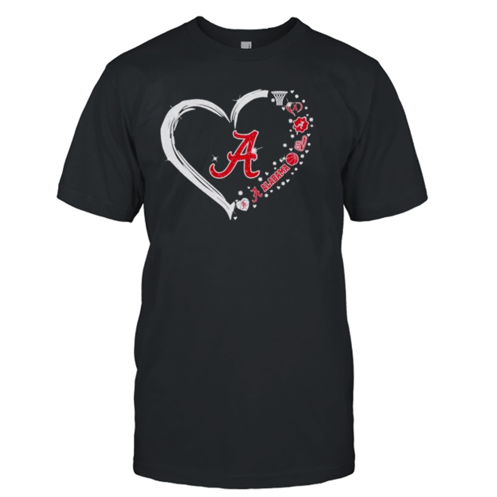 I love Alabama Crimson Tide basketball Heart diamond shirt