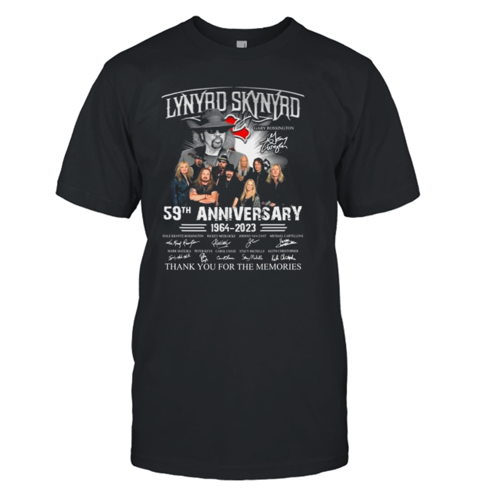 Lynyrd Skynyrd Gary Rossington 59th Anniversary 1964 – 2023 Thank You For The Memories Signatures Shirt