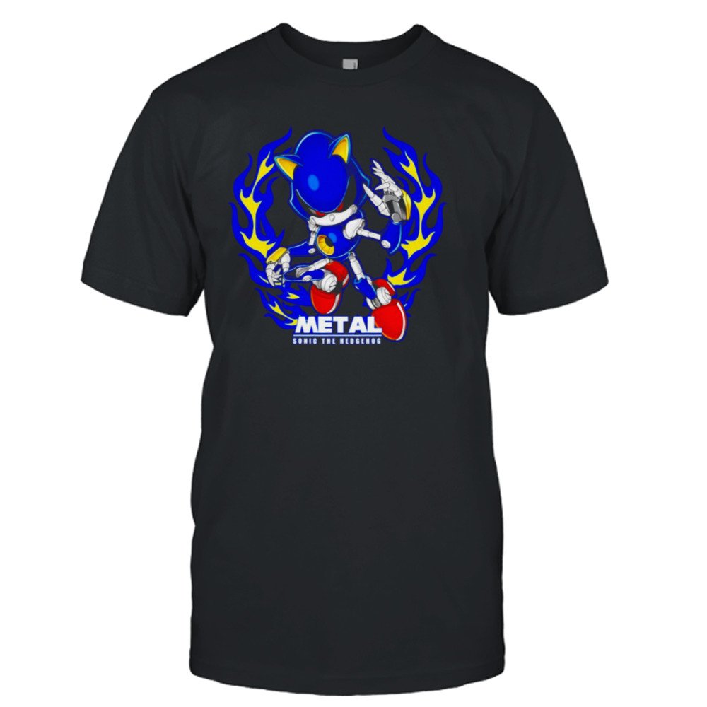 Metal Sonic the hedgehog metal flame shirt