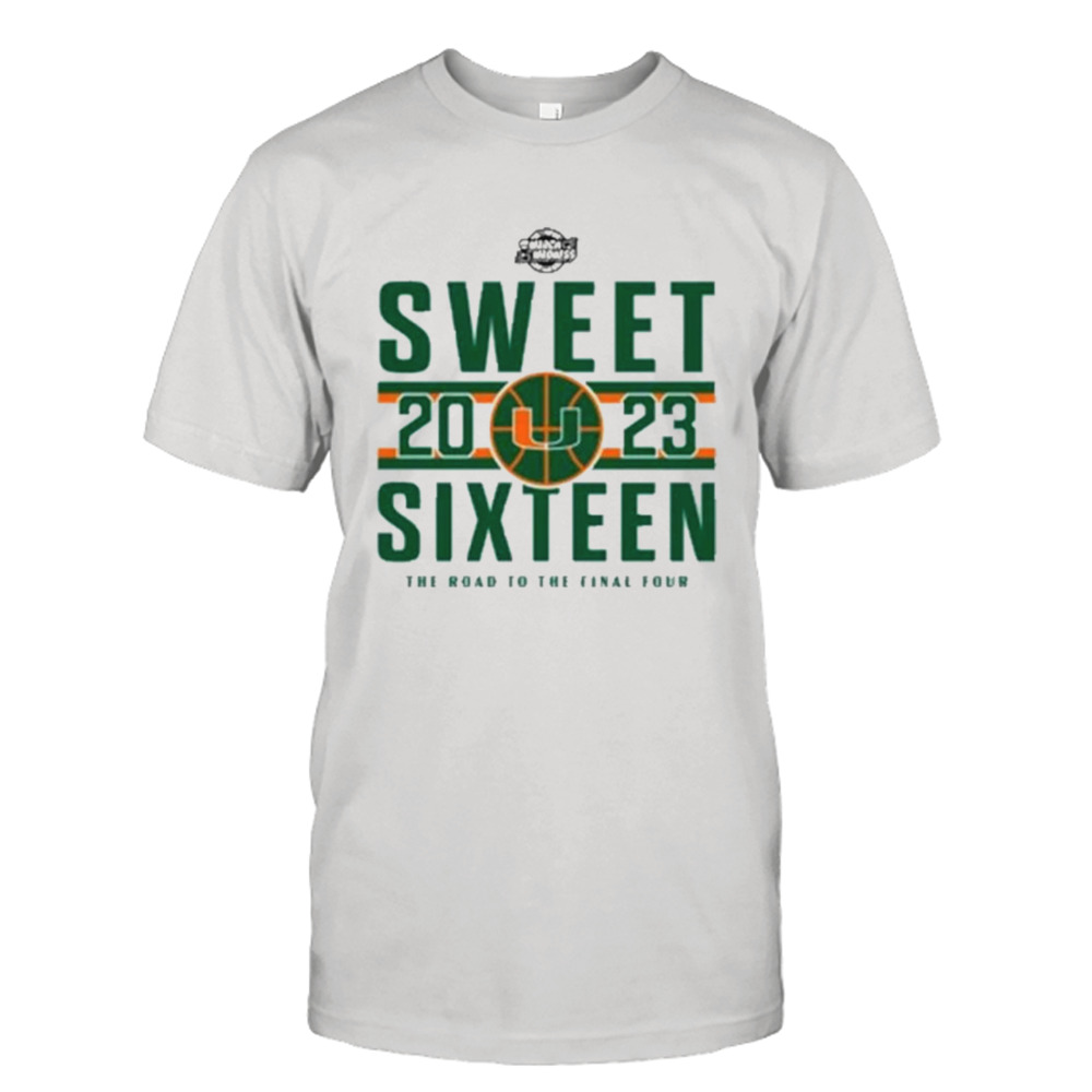 Miami Hurricanes Official 2023 Sweet 16 Road To The Final Four Shirt