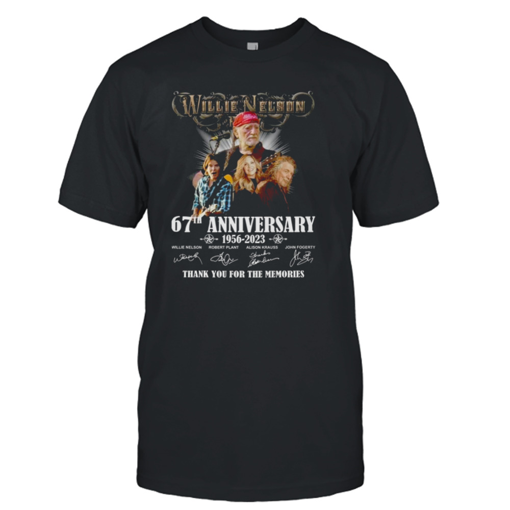 News Willie Nelson 67th Anniversary 1956 – 2023 Thank You For The Memories Signatures Shirt