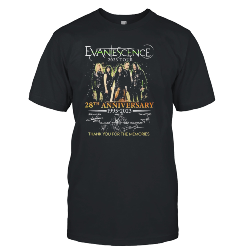 Evanescence 28th Anniversary 1995-2023 Jen Majura Amy Lee Tim Mccord Signature Thank You For The Memories Shirt