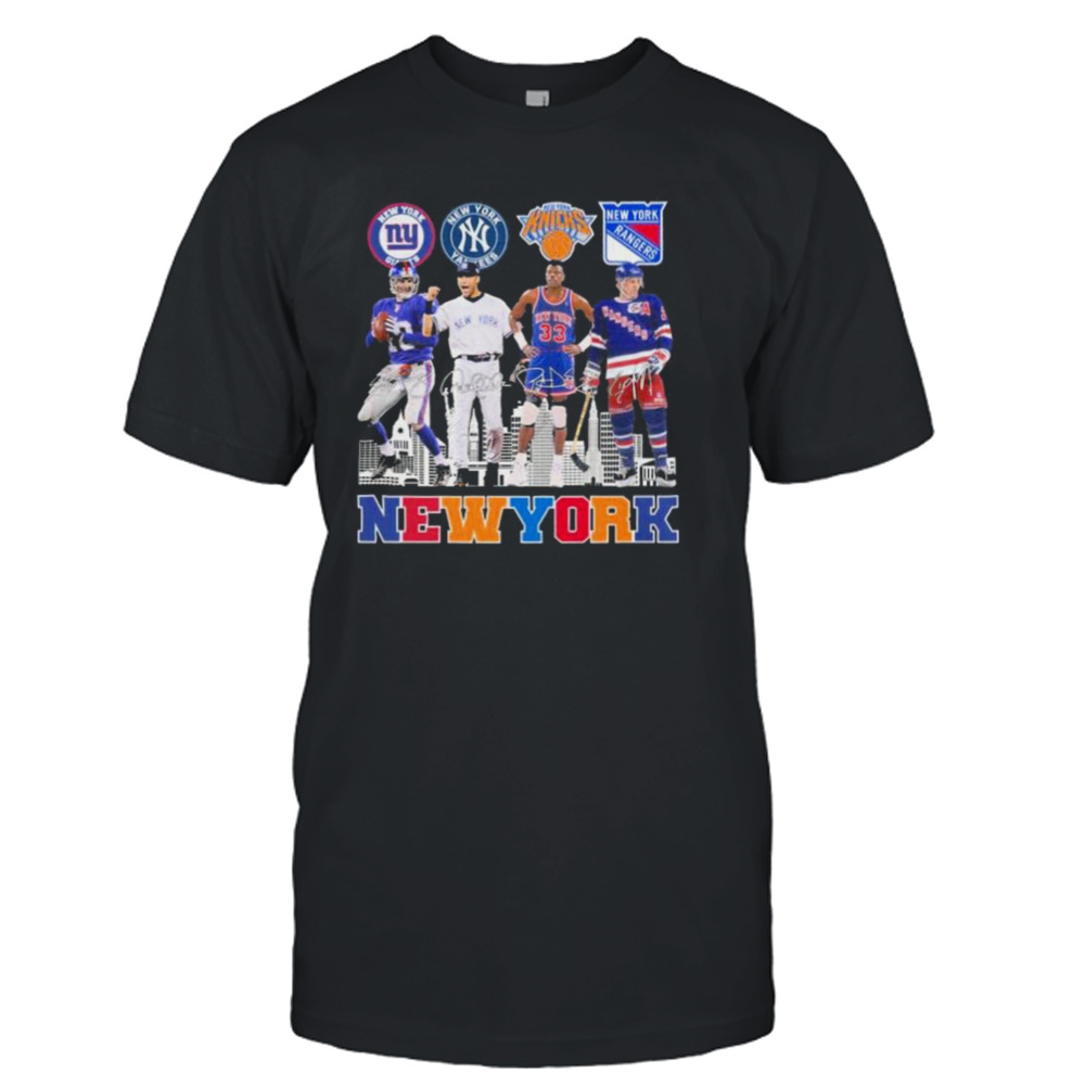 New York Giants New York Yankees New York Knicks New York Rangers City Signature Shirt