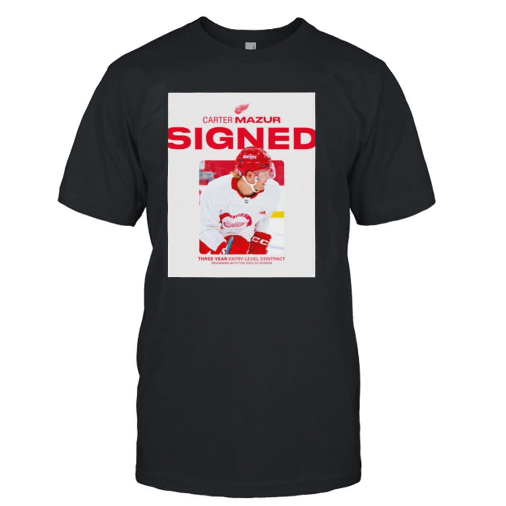 Carter Mazur Signed Three-Year Entry-Level contract shirt