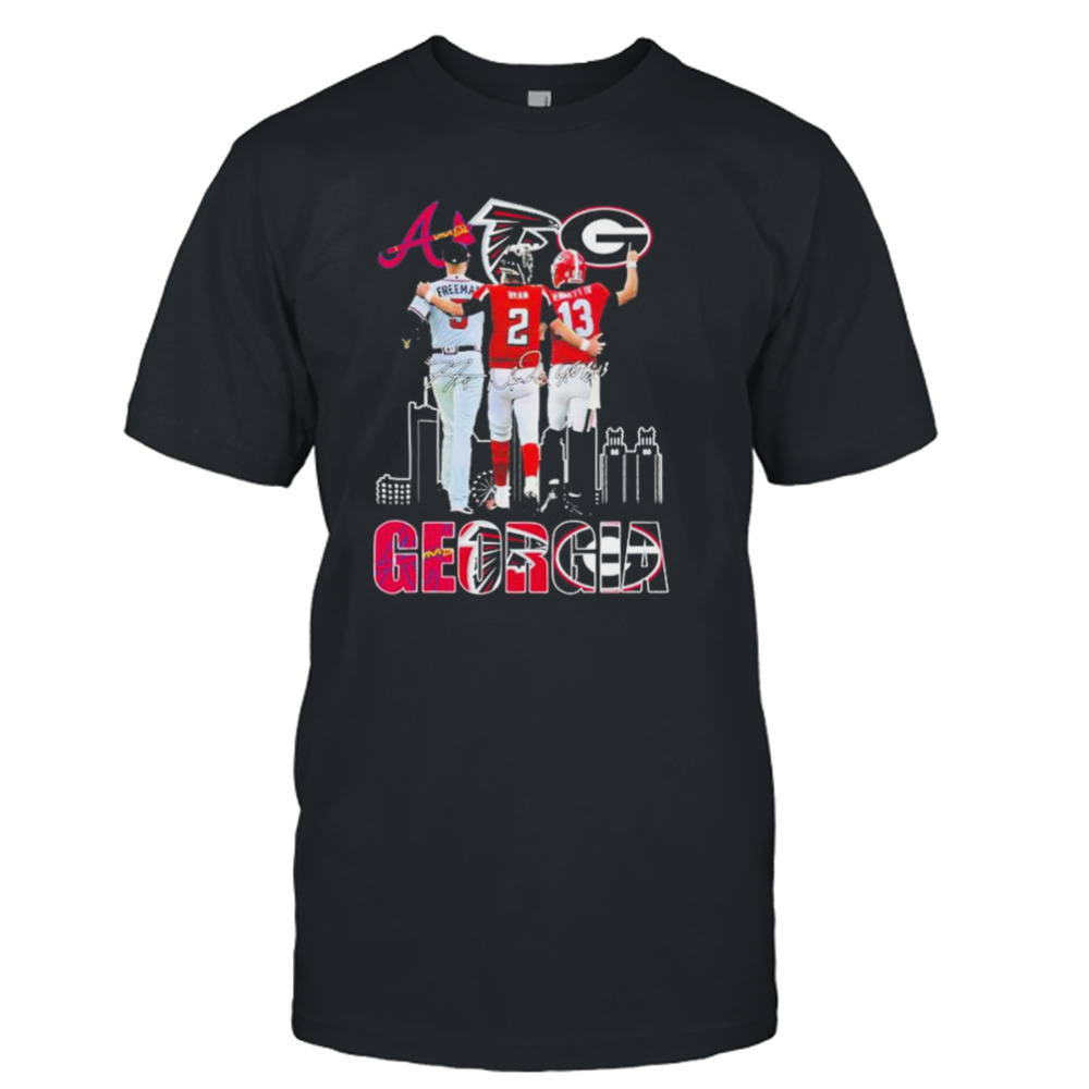 Georgia Freddie Freeman Matt Ryan And Stetson Bennett Iv Signatures 2023 Shirt