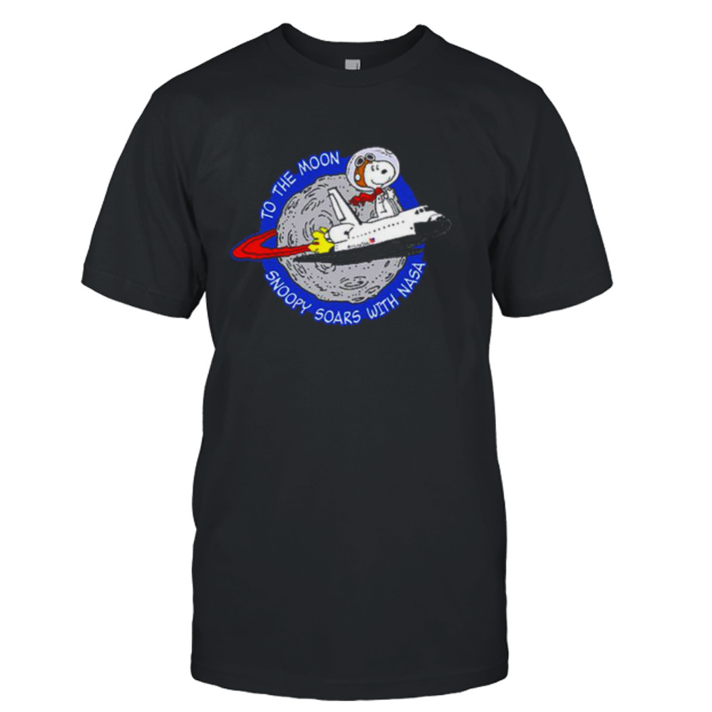 To the moon Snoopy soars with Nasa shirt