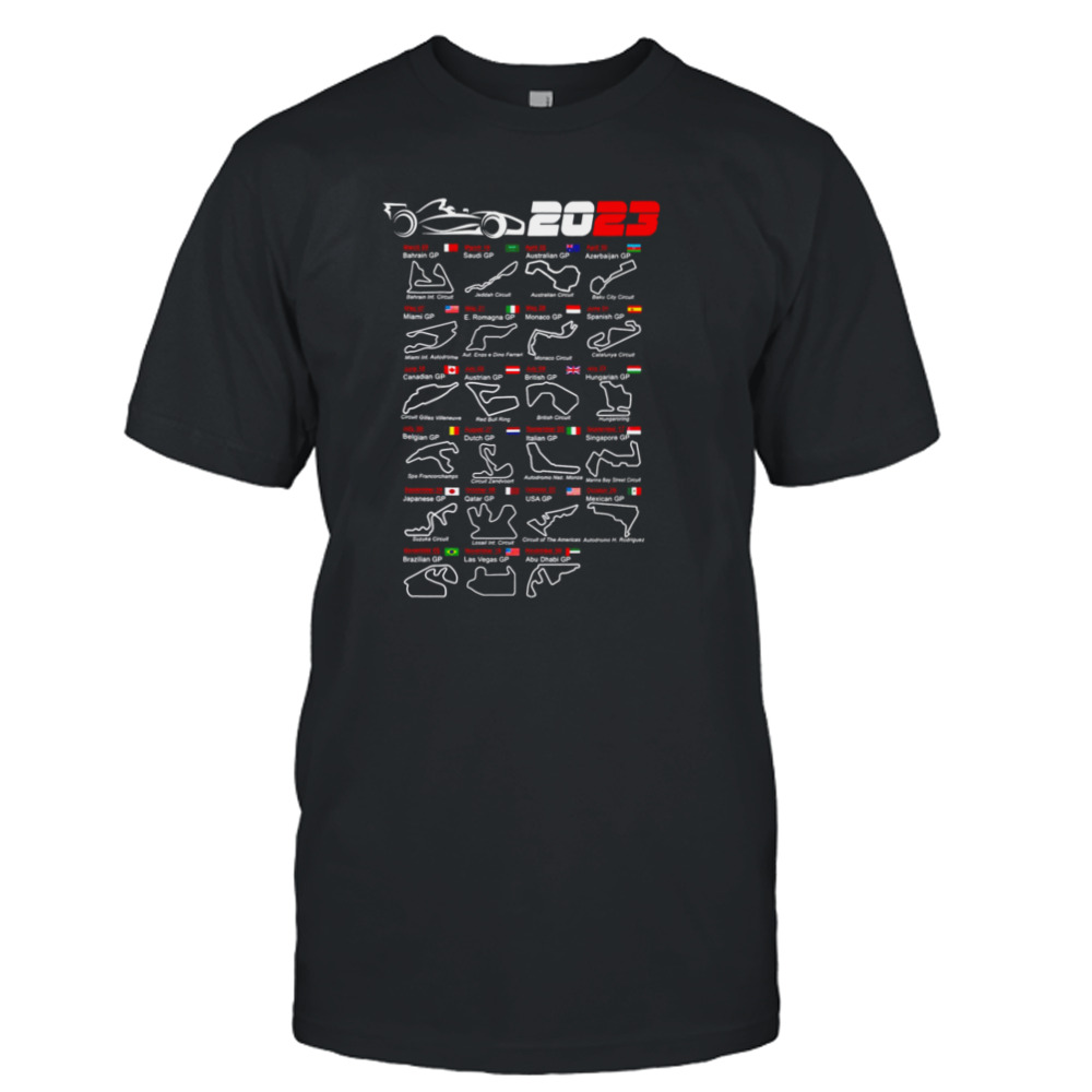 Calendar Formula Race Cars 2023 Named Circuits shirt