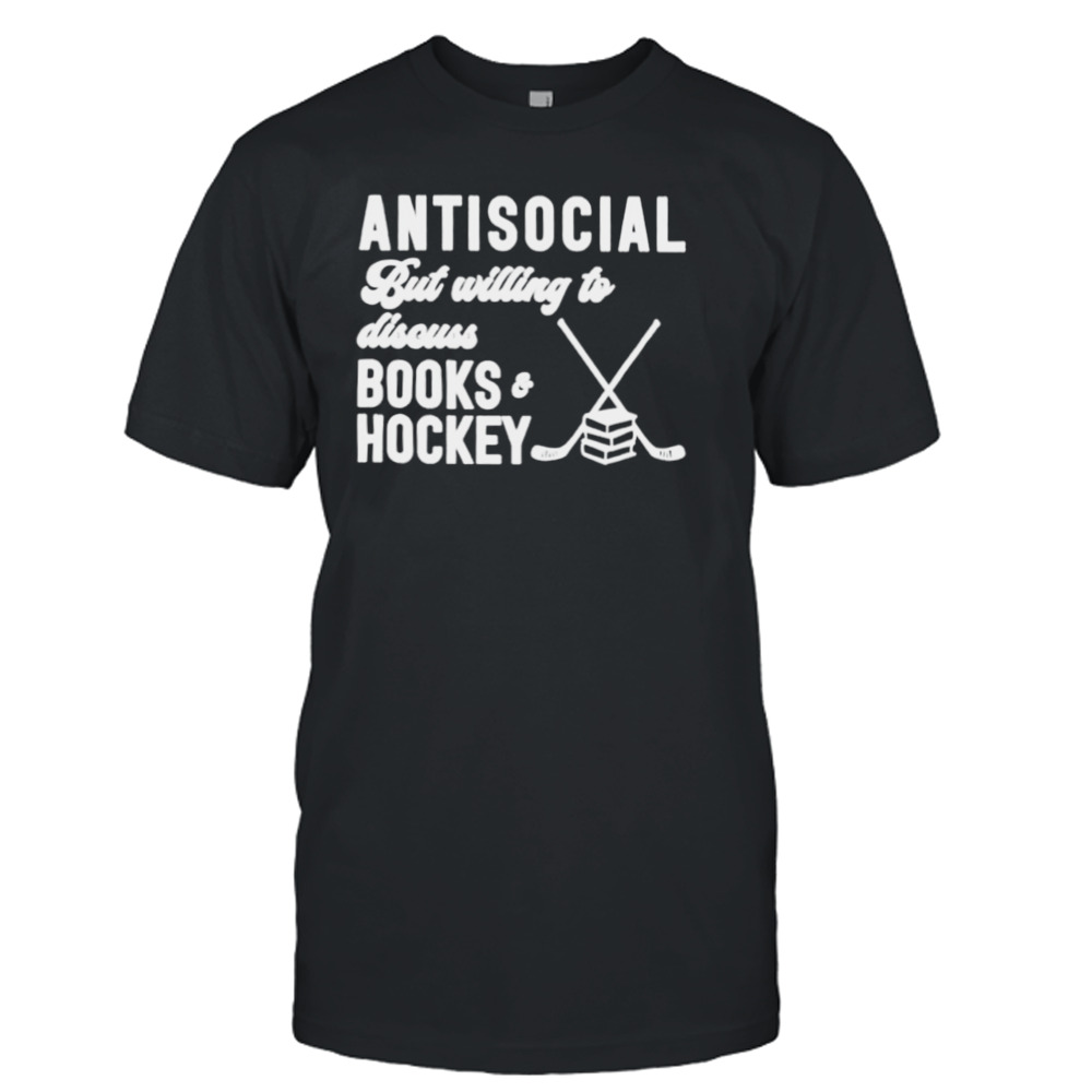 antisocial but willing to discuss books and hockey shirt