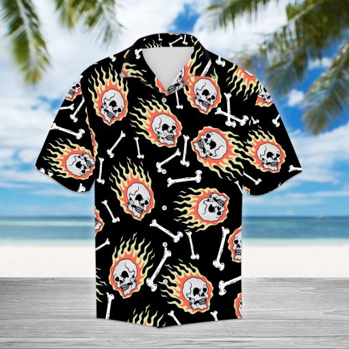 Fire Skull Pattern Hawaiian Shirt