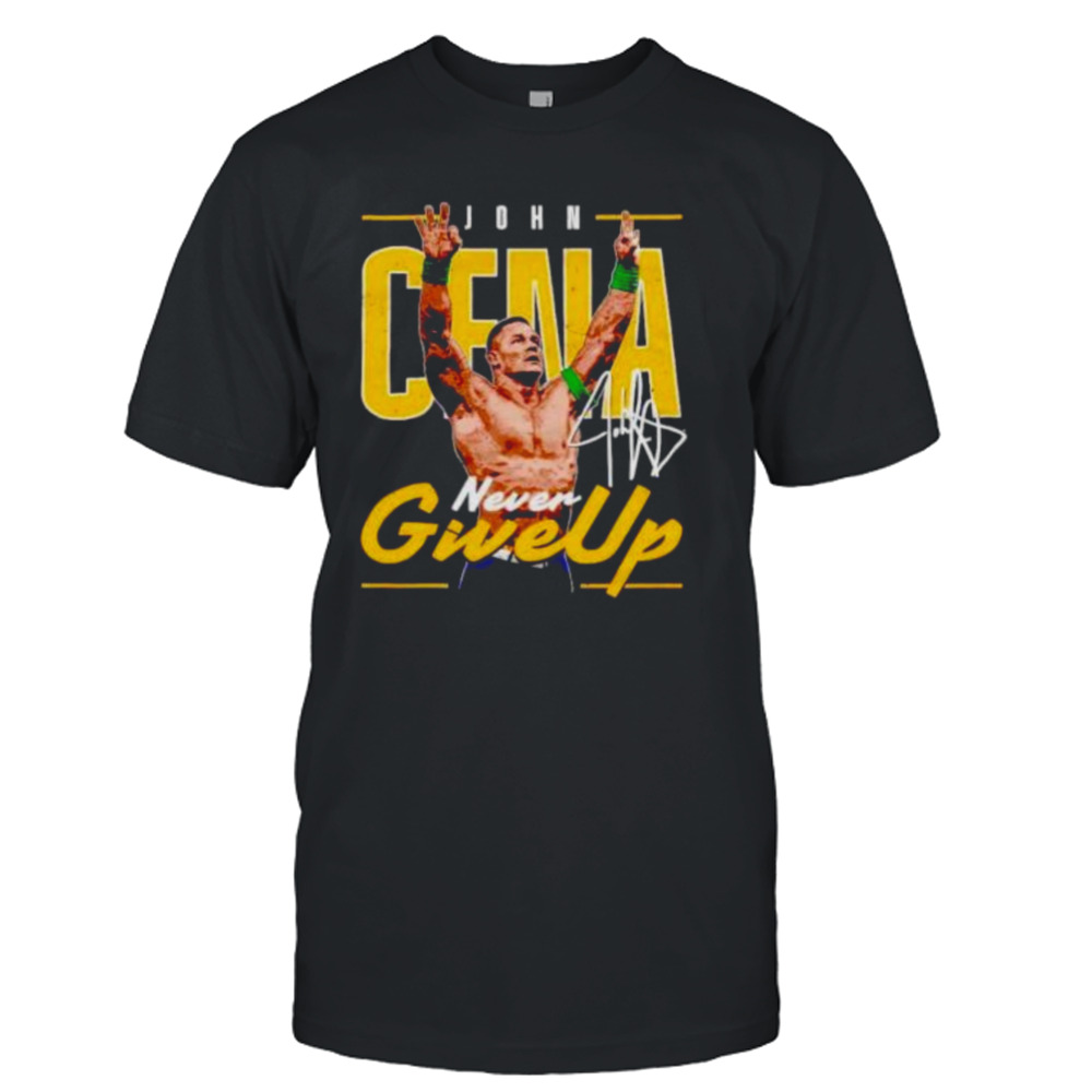 john Cena never give up signature wrestling shirt