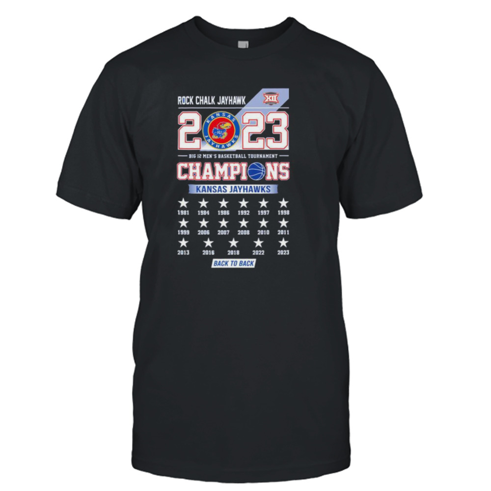 Rock Chalk Jayhawks 2023 Big 12 Men’s Basketball Tournament Champions Kansas Jayhawks Back To Back shirt