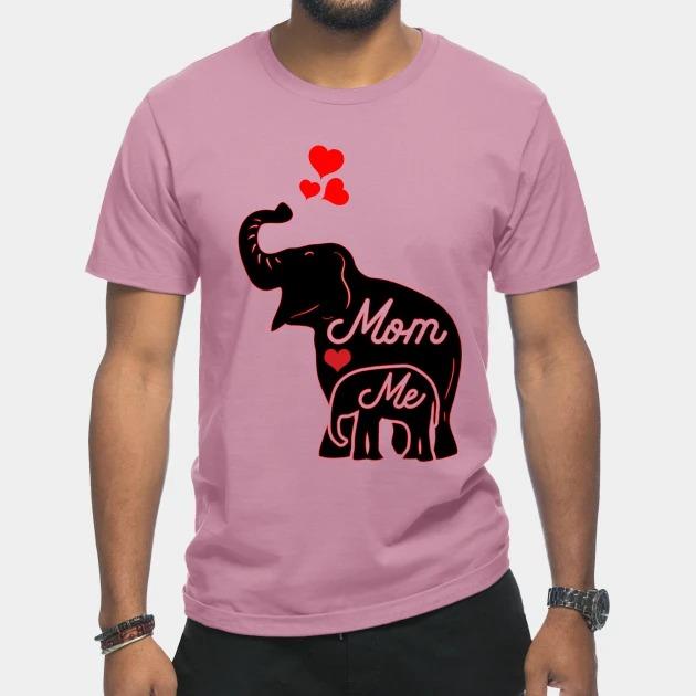 Elephant mom and me with hearts Mother's Day T-shirt