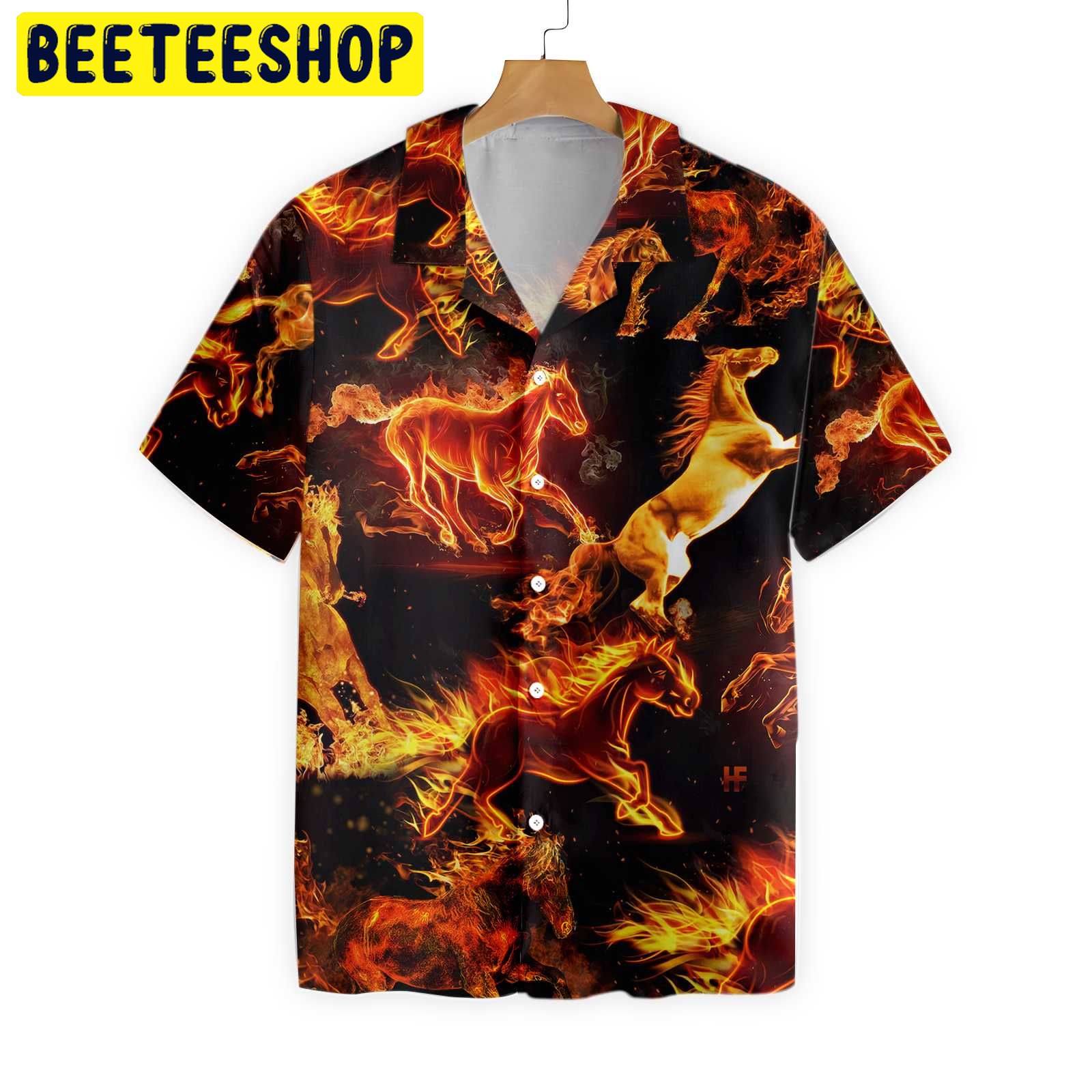 Flaming Horses Trending Hawaiian Shirt-1