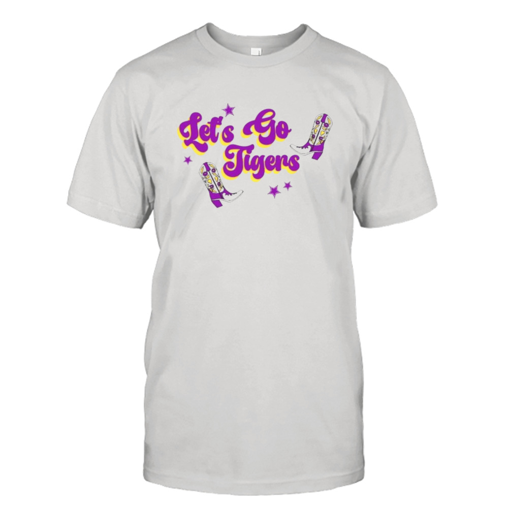 lsu let’s go lsu tigers cowboy boots shirt