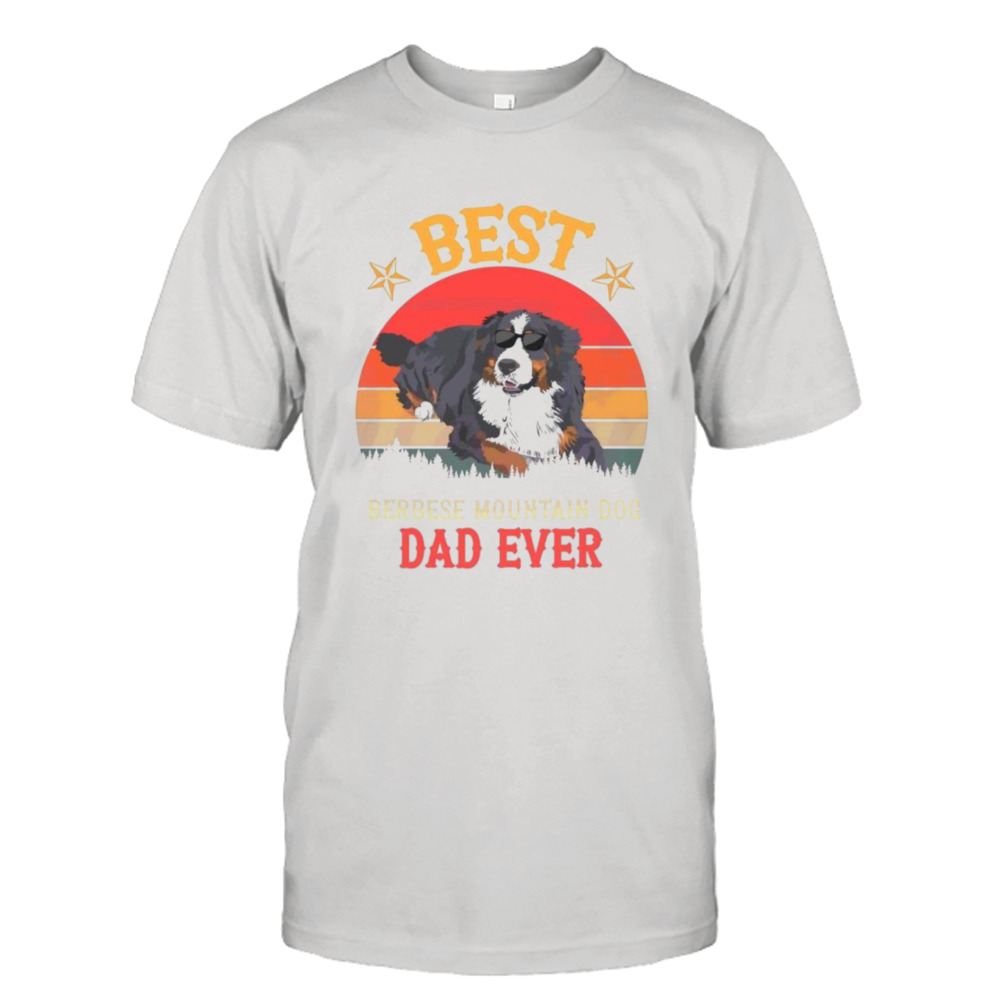 Best Bernese Mountain Dog Dad Ever Retro Sunset Shirt